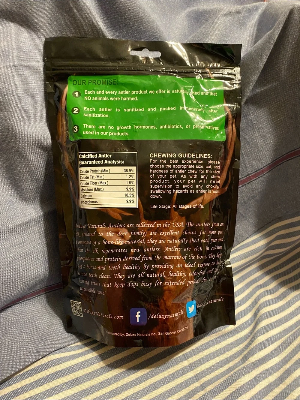Deluxe Naturals Antler Dog Chew - Cream (1‑LB Pack)